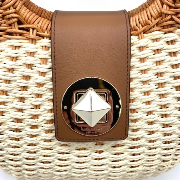 Kate Spade New York "Wicker Park Sheri" Cotton Woven & Wicker Satchel~Very Rare~ - Picture 3 of 6